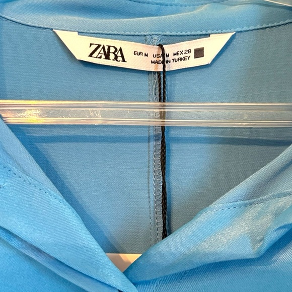 Zara Dress Icy Blue! Long Sleeves Mini Size M NWT - Picture 4 of 9